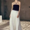 Suella Chiffon Denim Maxi-jurk – Indigo Blauw