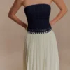 Suella Chiffon Denim Maxi-jurk – Indigo Blauw
