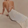 Suki gebreide maxi-jurk met bloemen – Nude