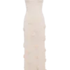 Suki gebreide maxi-jurk met bloemen – Nude