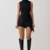 Suong top met hoge hals en plooien – Zwart Suong top met hoge hals en plooien – Zwart