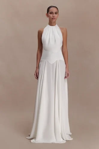 Susan Chiffon Halter Maxi-jurk – Ivoor