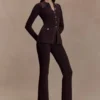 Suzie geribde uitlopende broek – Chocolade Suzie geribde uitlopende broek – Chocolade