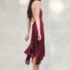 Sylvie Lurex Hankie Midi-jurk – Wijnrood Sylvie Lurex Hankie Midi-jurk – Wijnrood