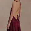Sylvie Lurex Hankie Midi-jurk – Wijnrood Sylvie Lurex Hankie Midi-jurk – Wijnrood