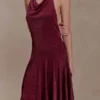 Sylvie Lurex Hankie Midi-jurk – Wijnrood Sylvie Lurex Hankie Midi-jurk – Wijnrood