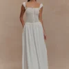 Tahlia Pointelle gebreide midi-jurk – Wit Tahlia Pointelle gebreide midi-jurk – Wit