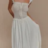 Tahlia Pointelle gebreide midi-jurk – Wit Tahlia Pointelle gebreide midi-jurk – Wit