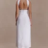 Talia gedrapeerde linnen midirok – Wit Talia gedrapeerde linnen midirok – Wit
