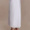 Talia gedrapeerde linnen midirok – Wit Talia gedrapeerde linnen midirok – Wit