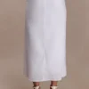 Talia gedrapeerde linnen midirok – Wit Talia gedrapeerde linnen midirok – Wit