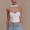 Talia haltertop van chiffon en linnen – Wit Talia haltertop van chiffon en linnen – Wit