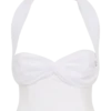 Talia haltertop van chiffon en linnen – Wit Talia haltertop van chiffon en linnen – Wit