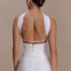 Talia haltertop van chiffon en linnen – Wit Talia haltertop van chiffon en linnen – Wit