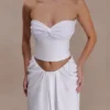 Talia haltertop van chiffon en linnen – Wit Talia haltertop van chiffon en linnen – Wit