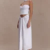 Talia haltertop van chiffon en linnen – Wit Talia haltertop van chiffon en linnen – Wit