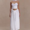 Talia haltertop van chiffon en linnen – Wit Talia haltertop van chiffon en linnen – Wit