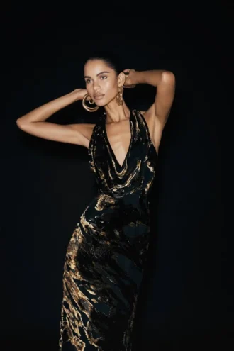 Talila maxi-jurk met cowl-front – Velvet Burnout