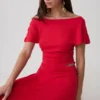 Talise modaal top met volant en korte mouwen – Rood Talise modaal top met volant en korte mouwen – Rood