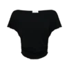 Talise modaal top met volants en korte mouwen – Zwart Talise modaal top met volants en korte mouwen – Zwart