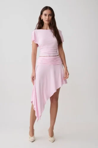 Talise modale midi-rok met vouw – balletroze