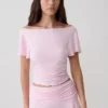 Talise modale top met volants en korte mouwen – balletroze Talise modale top met volants en korte mouwen – balletroze