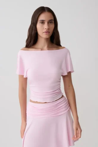 Talise modale top met volants en korte mouwen – balletroze