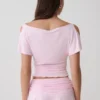 Talise modale top met volants en korte mouwen – balletroze Talise modale top met volants en korte mouwen – balletroze