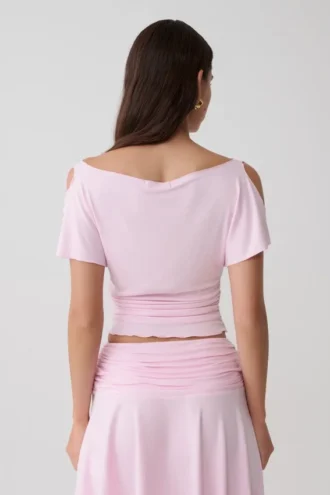 Talise modale top met volants en korte mouwen – balletroze
