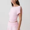 Talise modale top met volants en korte mouwen – balletroze Talise modale top met volants en korte mouwen – balletroze