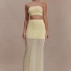 Tanyel doorschijnende maxi-rok van gebreide bandage – Lemon Tanyel doorschijnende maxi-rok van gebreide bandage – Lemon