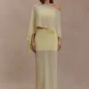 Tanyel doorschijnende maxi-rok van gebreide bandage – Lemon Tanyel doorschijnende maxi-rok van gebreide bandage – Lemon