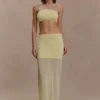 Tanyel doorschijnende maxi-rok van gebreide bandage – Lemon Tanyel doorschijnende maxi-rok van gebreide bandage – Lemon