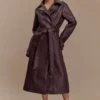 Tarah Trenchcoat van imitatieleer – Cacaobruin Tarah Trenchcoat van imitatieleer – Cacaobruin