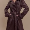 Tarah Trenchcoat van imitatieleer – Cacaobruin Tarah Trenchcoat van imitatieleer – Cacaobruin