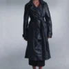Tarah trenchcoat van imitatieleer – Zwart Tarah trenchcoat van imitatieleer – Zwart