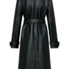 Tarah trenchcoat van imitatieleer – Zwart Tarah trenchcoat van imitatieleer – Zwart