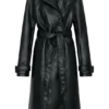 Tarah trenchcoat van imitatieleer – Zwart Tarah trenchcoat van imitatieleer – Zwart