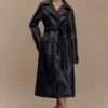 Tarah trenchcoat van imitatieleer – Zwart Tarah trenchcoat van imitatieleer – Zwart
