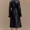 Tarah trenchcoat van imitatieleer – Zwart Tarah trenchcoat van imitatieleer – Zwart