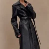 Tarah trenchcoat van imitatieleer – Zwart Tarah trenchcoat van imitatieleer – Zwart