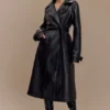 Tarah trenchcoat van imitatieleer – Zwart Tarah trenchcoat van imitatieleer – Zwart
