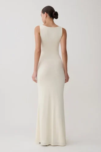 Tarna mouwloze slinky maxi-jurk – ivoorkleurig
