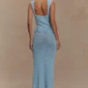 Teagan Midi-jurk met bloemenmotief, handgehaakt – Blauw Teagan Midi-jurk met bloemenmotief, handgehaakt – Blauw