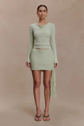 Terrymae gehaakte minirok – pastelgroen