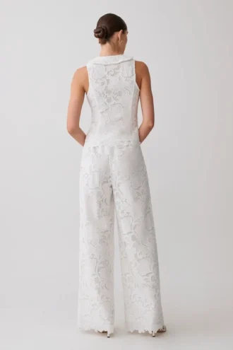 Tessa broderie rechte broek – Wit