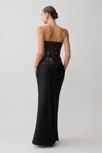 Sabrina maxi-rok van zijde-mix – Zwart