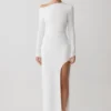 Thalyn crêpe maxi-jurk met split – wit