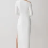 Thalyn crêpe maxi-jurk met split – wit