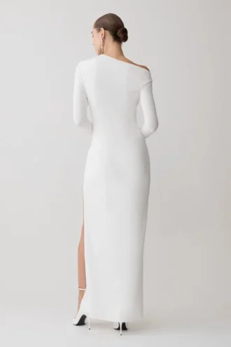 Thalyn crêpe maxi-jurk met split – wit